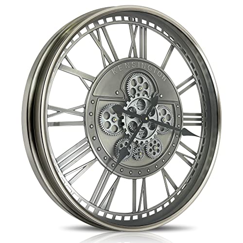 DORBOKER Real Moving Gears Wall Clock Large Modern Metal Clocks for Li ...
