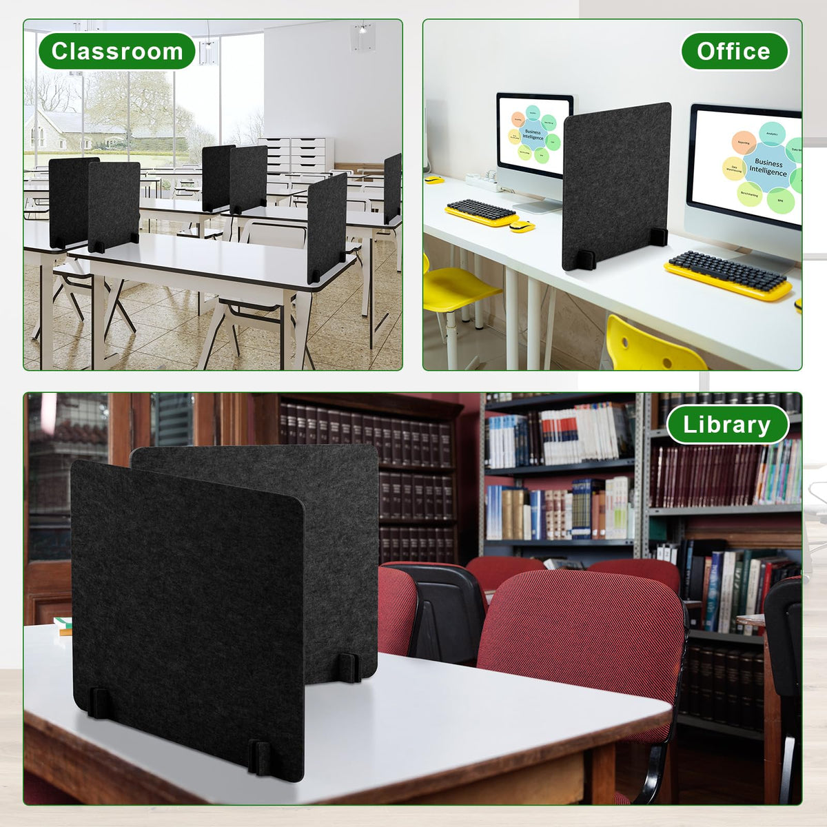 Kisston 6 Pack Acoustic Desk Divider Desk Partition 24 X 24" Stand - View #11