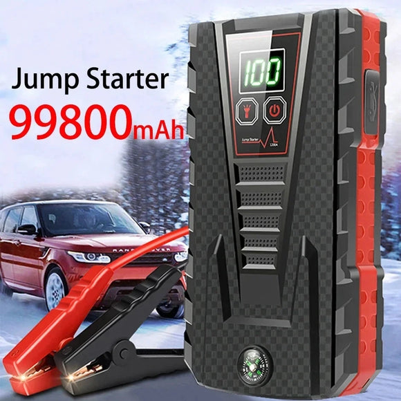 Automotive Portable Battery Jump Starter w/Built-In Emergency Lighting & Air Pump