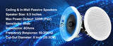 Herdio Passive Ceiling Speakers 6.5‘’ 320W 2-Way Round Flush Mount Speakers Perfect For Home Theate