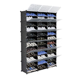3-Row 12-Tier 36-Grid Black Shoe Rack Organizer w/ Translucent Pattern Doors