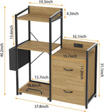 Tall Printer Stand with Storage Shelf and Bag,Filing cabinet,Lateral Office Filing Cabinets with Power Outlets & USB Charging Po