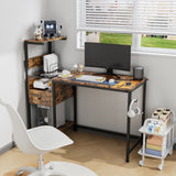 Computer Desk with Power Outlet & Storage Shelves, Study Writing Table