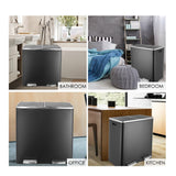 Recycling Rubbish Bin,Stainless Steel Kitchen Bin,Trash Garbage Can,Pedal Waste bin,60 L-2 x 30 Litres,with Soft Close Lid,Black