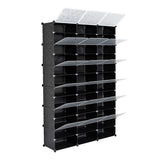 3-Row 12-Tier 36-Grid Black Shoe Rack Organizer w/ Translucent Pattern Doors
