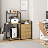 Tall Printer Stand with Storage Shelf and Bag,Filing cabinet,Lateral Office Filing Cabinets with Power Outlets & USB Charging Po