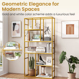 71” 5 Tier Tall Bookshelf w/ Open Storage Shelves, Metal Frame for Bedroom Office