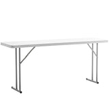 5-Foot Narrow Plastic Folding Training Table, 60” x 18” Portable Commercial Seminar Table, 29” Height, White