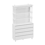 Lovinouse Large Vintage Wide Book Shelf with Storage Drawers, 81.1" Tall White Bookcase with Adjustable LED Light