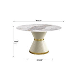 Montary 7 Piece Modern Dining Table Chairs Set of 6, Round 53" D Faux Marble Kitchen Table