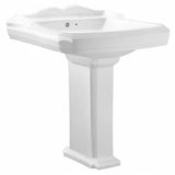 DeerValley Dynasty 23x19 Inch White Pedestal Sink, Ceramic Bathroom Sink with Overflow and Backsplash, DV-1P522