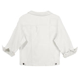Hixiaohe Spring Summer Jean Jacket for Women Trendy Half Sleeve Button Down Short Denim Jacket Retro Cropped Trucker Coat