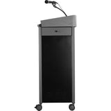 Pemberly Row Sound Lectern, Modern Metal Multimedia Podium with Storage Shelves