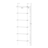 Ladder Bookshelf, 6-Tier Clear Wall Mounted Bookshelf with Open Shelves, Multipurpose Bookcase for Living Room