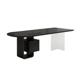zhongxlla Standing Desk, Modern Black Office Executive Desk with Storage Drawers