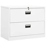 Xolmizyn 2 Drawer Metal Filing Cabinet, White Steel Storage Organizer for Home Office