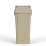 23 Gallon Beige Square Commercial Trash | Garbage Can with Lid - Office, Outdoor, Restaurant, School, Kitchen