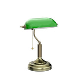 Green Glass Bankers Desk Lamp, Antique Desk Lamps with Brass Base, Traditional Library Lamp