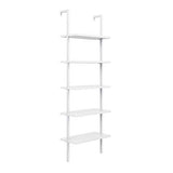 Nathan James Theo 5-Shelf Modern Bookcase, Open Wall Mount Ladder Bookshelf with Industrial Metal Frame