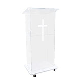 FixtureDisplays® Clear Acrylic Podium Pulpit Lectern 23X16X46.3" Christian with Optional