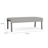 Waterfall Reception Waiting Room 2-Seat Bench/Charcoal Steel/Navy Blue