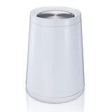 BRIEFHUMAN Household Swing White Bathroom Trash Can，Brushed Stainless Steel