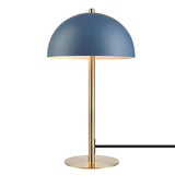 Globe Electric 52942 15" Blue Desk Lamp with Brass Accents, in-Line On/Off Rocker Switch, Ideal for Bedroom, Office Decor