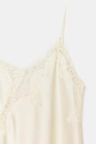 Women's Satin Lace Dress Asymmetric Cocktail Mini Dress Layering Essentials Elegant Dresses Date Night Outfits(White,L)