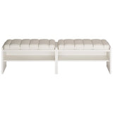 Modern White Waiting Room Bench with Open Storage Shelf