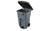 Commercial Products Brute Step-On Rollout Trash/Garbage Can/Bin with Wheels 32 GAL Gray for Restaurants