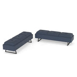 6-Seat Waiting Room Bench - 2Pcs Reception Chairs with Thickened Seat & Storage Space