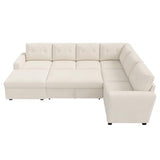 HONBAY Corduroy Sectional Sleeper Sofa with Pull Out Bed