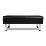 Faux Leather Bench, Black, 48"x20" Upholstered Padded Seat for Reception, Waiting Room