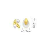 CHOW SANG SANG 24K 999.9 Gold Daily Luxe Willow & Pentals Pearl and Mother of Pearl Asymmetric Stud Earrings
