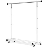 VICERII Clothing Rack, 55.51 Inch Heavy Duty Clothes Rack Rolling Garment Rack with Wheels and Bottom Shelf, 130LB Capacity, White