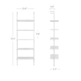 Nathan James Theo 5-Shelf Modern Bookcase, Open Wall Mount Ladder Bookshelf with Industrial Metal Frame