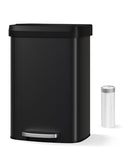 Large Garbage Can for Kitchen, Rustproof Step-on Kitchen Metal Trash Bin with Liner Rim, Rear Handle, Soft Close Plastic Lid