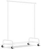 SLEEPING LAMB Heavy Duty Clothes Racks for Hanging Clothing Rack, 43" Wide Rolling Garment Rack Metal Wardrobe Rack (White)