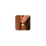 YOIHUR 8MM Pearl Earrings for Women, Gold Stud Earrings Droplet Shape Zircon Pearl Drop Dangle Earrings Lightweight Trendy Hypoallergenic Wedding Earrings for Women Bridesmaid Gift
