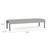 Waterfall Reception Waiting Room 3-Seat Bench/Silver Steel
