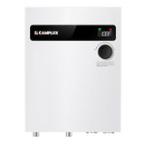 CAMPLUX Electric Tankless Water Heater 27kW 240V, Instant Hot Water, Self-modulating Technology, Multipoint of Use Water Heater with Digital Display, for Whole House Shower, White