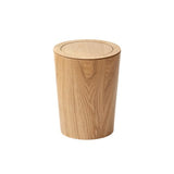 Natural Wood Trash Can with Swing Lid - Japanese Style Waste Bin for Bathroom