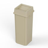 23 Gallon Beige Square Commercial Trash | Garbage Can with Lid - Office, Outdoor, Restaurant, School, Kitchen