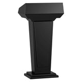 Curved Metal Lectern Podium Stand, Portable Presentation Podium with Open Storage Shelf