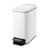 Cesun Small Bathroom Trash Can with Lid Soft Close, Step Pedal, 6 Liter / 1.6 Gallon Stainless Steel Slim Garbage Can (White)