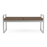 Waiting Room Healthcare 2-Seat Bench/Silver Steel/Brown