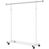 VICERII Clothes Rack, 130LB Capacity Heavy Duty Clothing Rack with Wheels and Bottom Shelf, 52.17 Inch Rolling Racks for Hanging Clothes, White