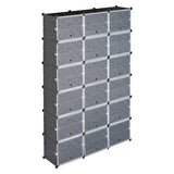 3-Row 12-Tier 36-Grid Black Shoe Rack Organizer w/ Translucent Pattern Doors