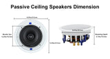 Herdio Passive Ceiling Speakers 6.5‘’ 320W 2-Way Round Flush Mount Speakers Perfect For Home Theate