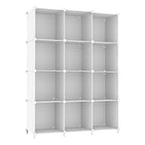 AWTATOS Cube Storage Organizer Storage 12 Cube Bookshelf DIY Plastic Closet Clothes Storage Shelves, White